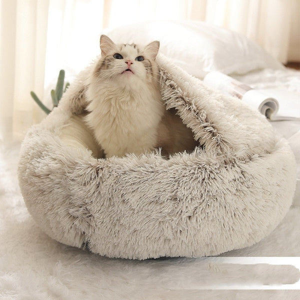 ™Purfectly Pawesome Pets 2 In 1 Dog And Cat Bed Pet Winter Bed Round Plush - Purfectly Pawesome Pets