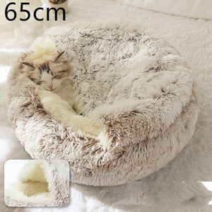 ™Purfectly Pawesome Pets 2 In 1 Dog And Cat Bed Pet Winter Bed Round Plush - Purfectly Pawesome Pets