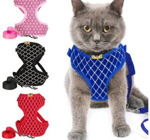 ™Purfectly Pawesome Pets Rhinestone Cat Harness And Leash Set Breathable Mesh Small Pet Vest Harnesses Outdoor Walking Leads For Cats Puppy Dogs - Purfectly Pawesome Pets